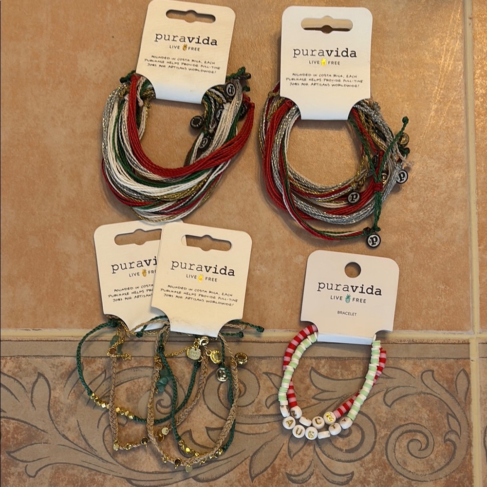 Pura Vida Christmas Red and Green Bracelet Collection